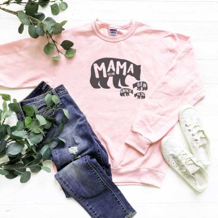 Mama Bear and Cub Personalised Pink Sweatshirt product image