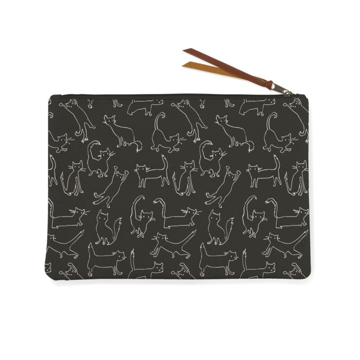 FRINGE STUDIO Black Canvas Pouch with Cats Design product image
