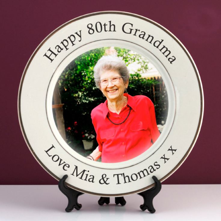 Personalised 80th Birthday Photo Plate product image