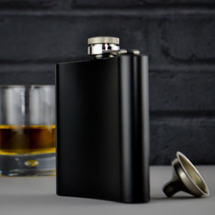 Personalised 80th Birthday Black Hip Flask product image