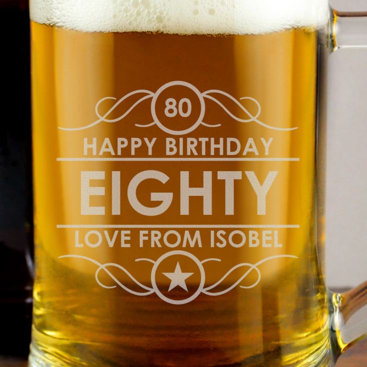 Personalised 80th Birthday Glass Tankard product image