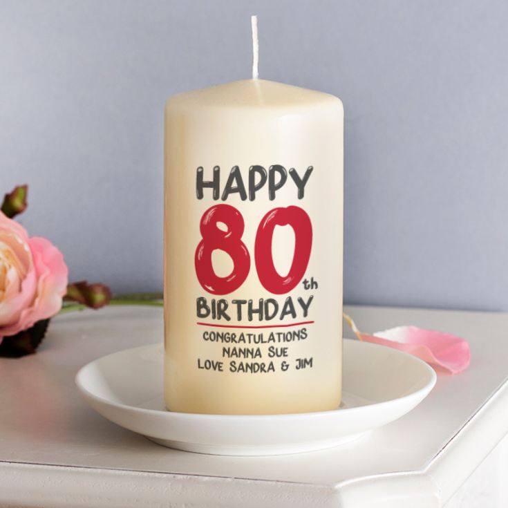 Personalised 80th Birthday Candle Red product image