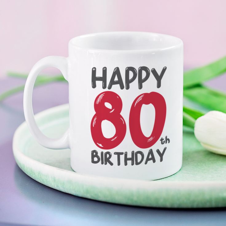 Personalised 80th Birthday Mug Red product image
