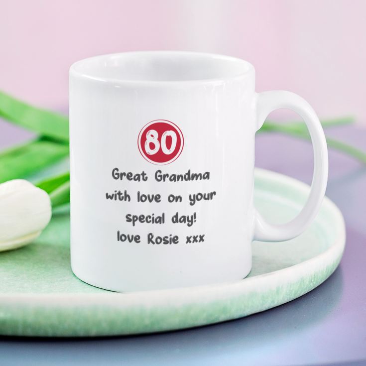 Personalised 80th Birthday Mug Red product image