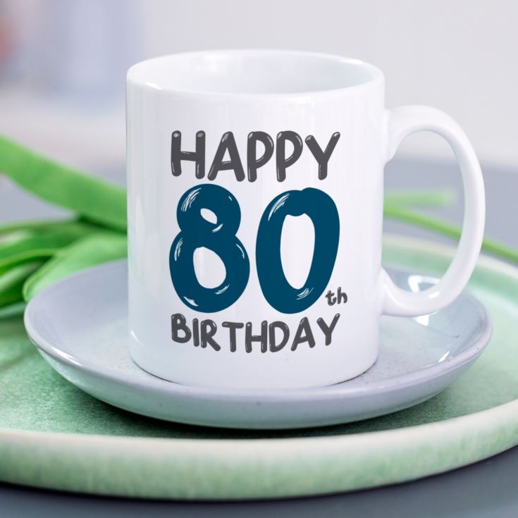 Personalised 80th Birthday Mug Blue product image