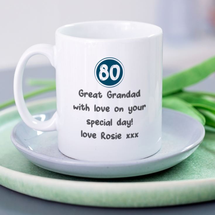 Personalised 80th Birthday Mug Blue product image