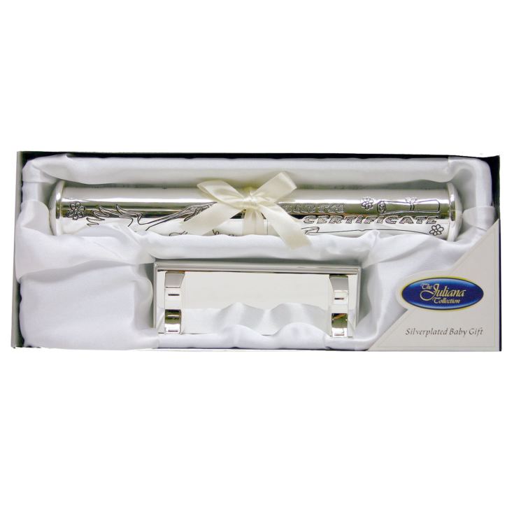 Silverplated Birth Certificate Holder & Stand product image