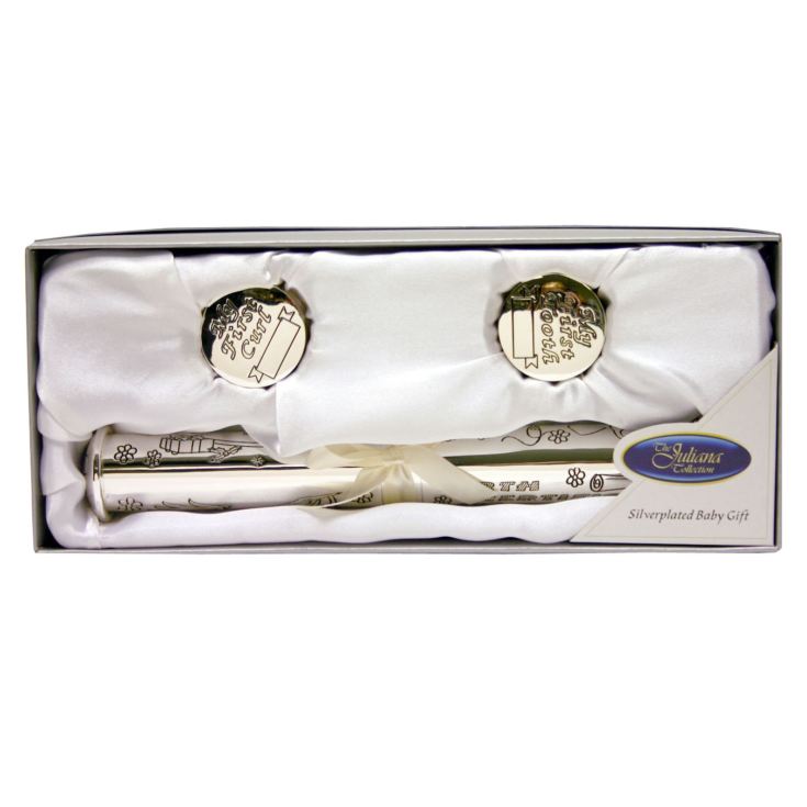 Silverplated Birth certificate Holder &1st Tooth & Curl Set product image