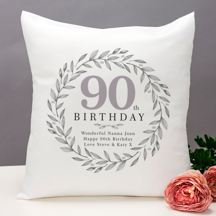 90th Birthday Gift for Women Long Distance Gift for Grandma Nan Nanny Granny Mum Auntie Personalised 90 Years Birthday Postcard Pillow 90th Birthday Cushion for her 