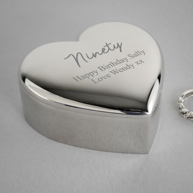 Personalised Silver Plated 90th Birthday Heart Trinket Box product image