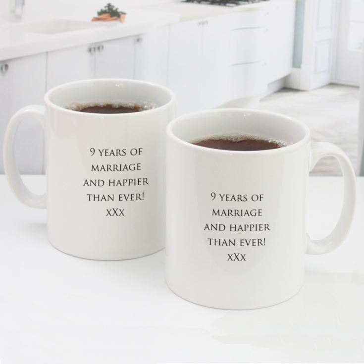 Pair of Personalised Ninth Anniversary Mugs product image