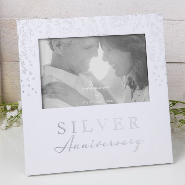 Amore Paperwrap Photo Frame Silver Anniversary 6" x 4" product image