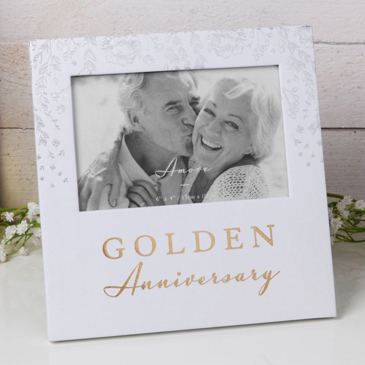 6" x 4" - AMORE BY JULIANA® Photo Frame - Golden Anniversary product image