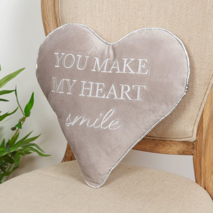 Amore Heart Shaped Cushion "You Make My Heart Smile" product image