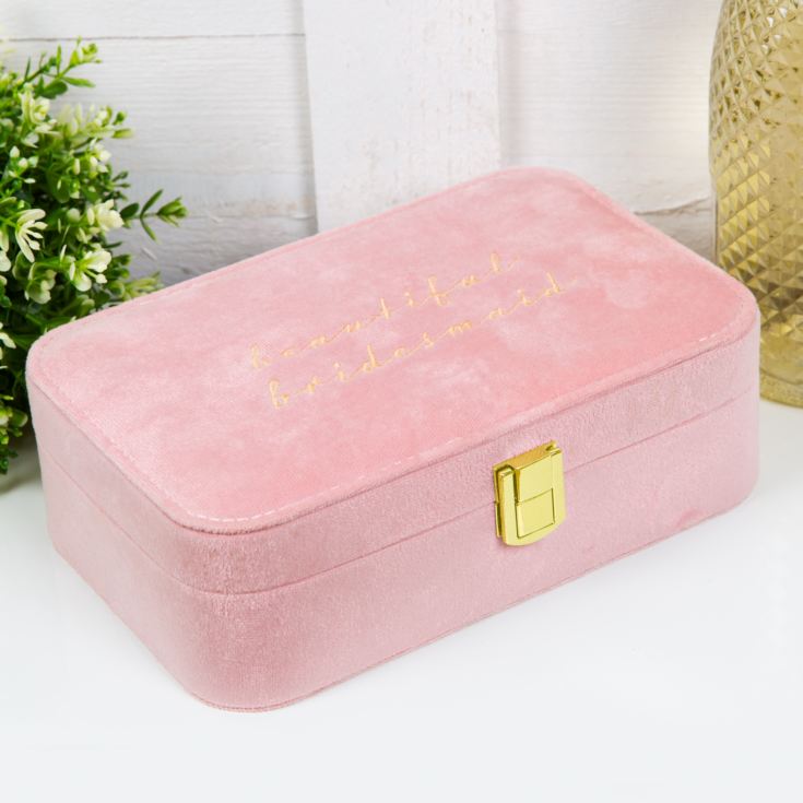 Amore Pink Velvet Jewellery Box "Beautiful Bridesmaid" product image