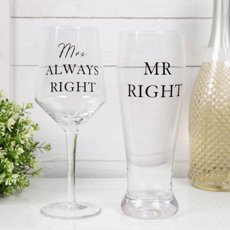 AMORE BY JULIANA® Luxury Beer & Wine Glass Set - Mr & Mrs product image