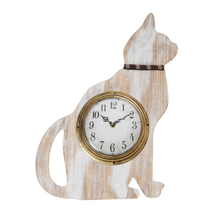 Wooden Cat Shaped Wall Clock 48cm product image