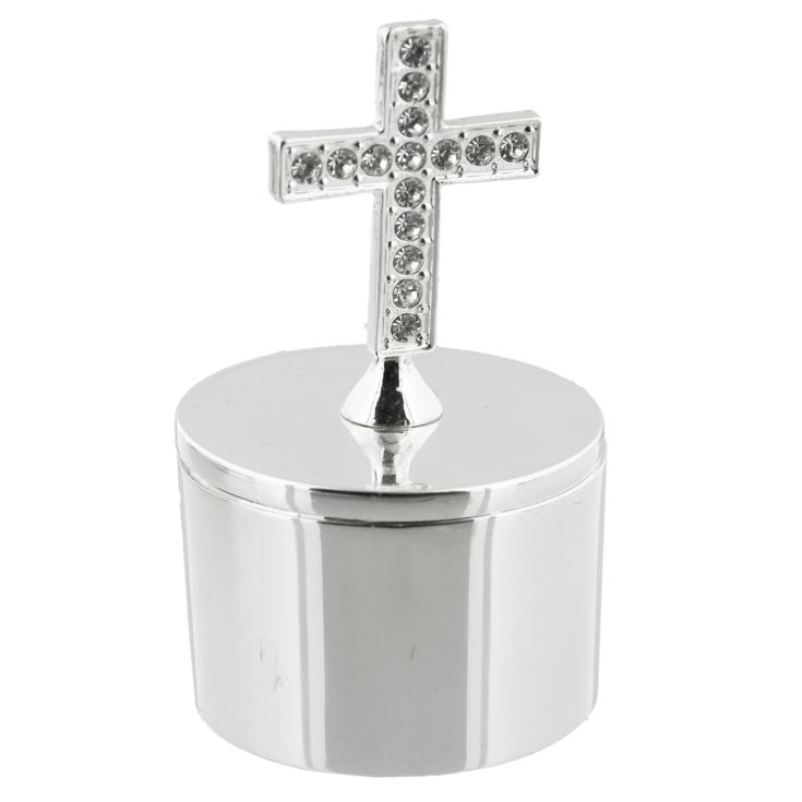 'Bless This Child' Silverplated & Epoxy Trinket Box - Cross product image