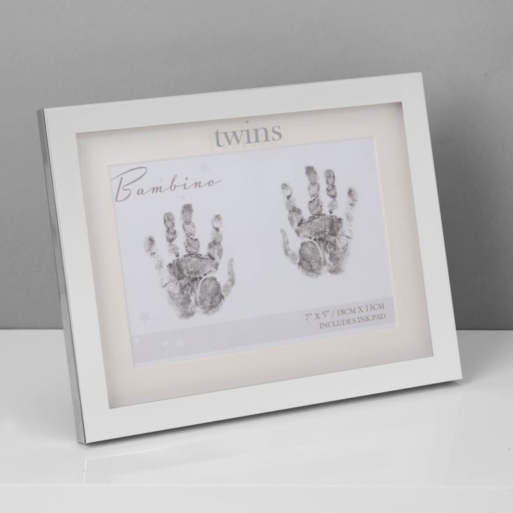 Bambino Silver Effect Handprint Frame with Ink Pad - Twins product image
