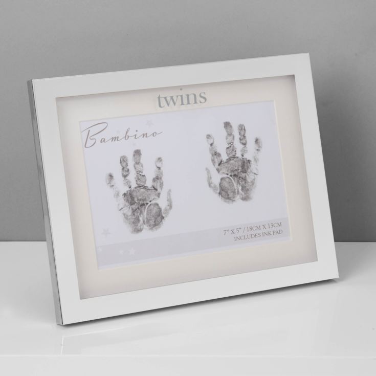 Bambino Silver Effect Handprint Frame with Ink Pad - Twins product image