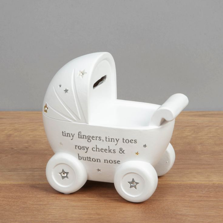 Bambino White Resin Money Box - Pram product image