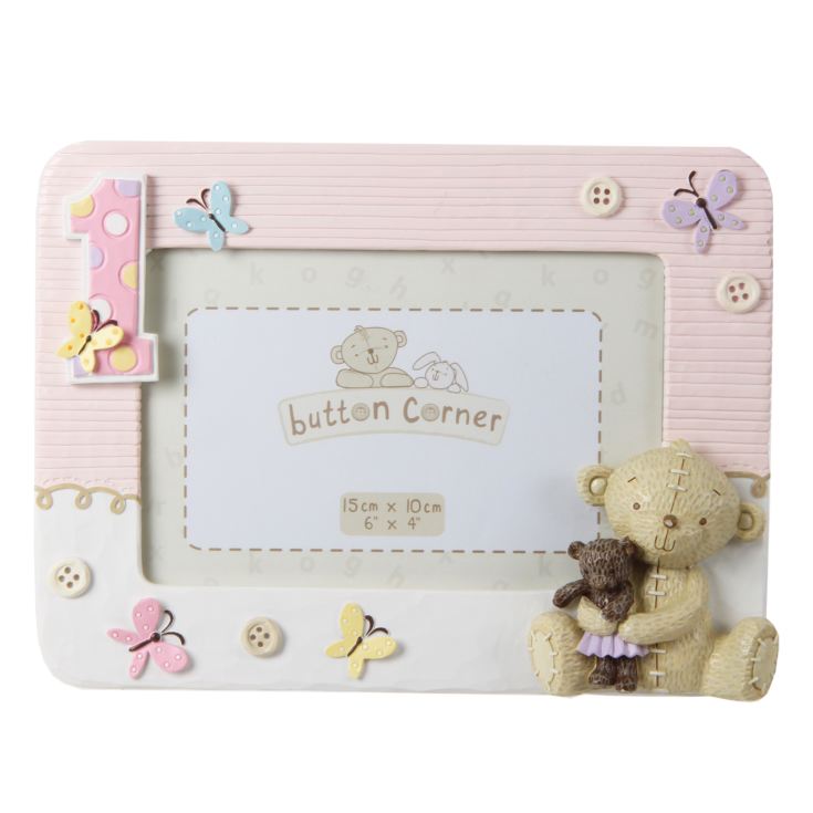 6" x 4" - Button Corner My 1st Birthday Pink Photo Frame product image