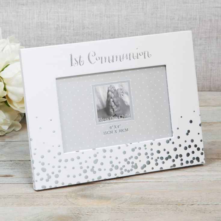 6" x 4" - Silver Dots Photo Frame - 1st Communion product image