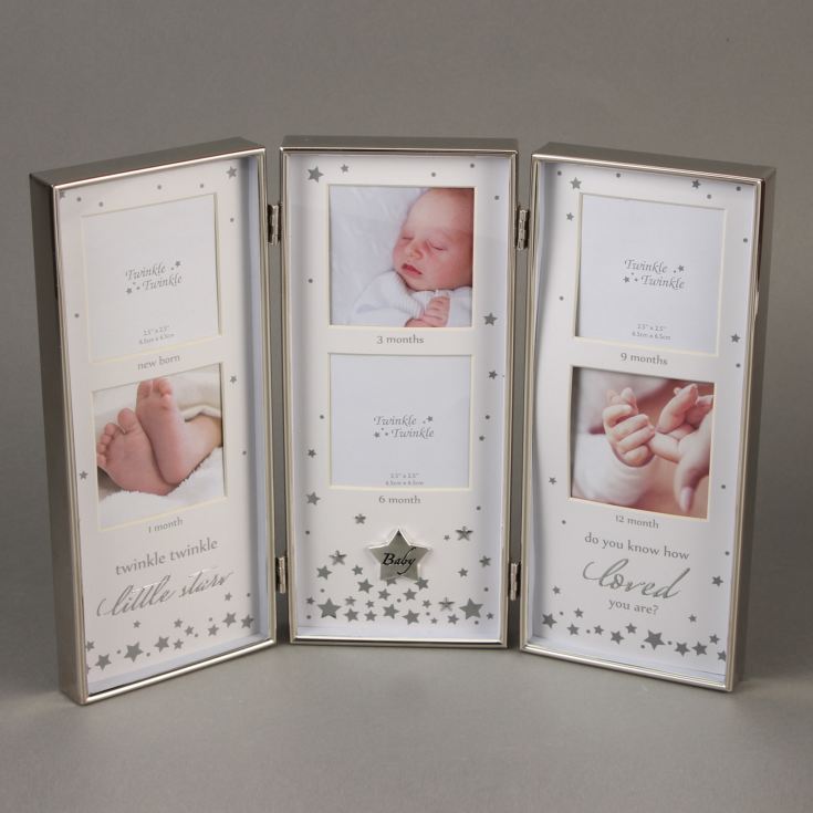 3" x 3" - Twinkle Twinkle Silver Plated Hinged Triple Frame product image