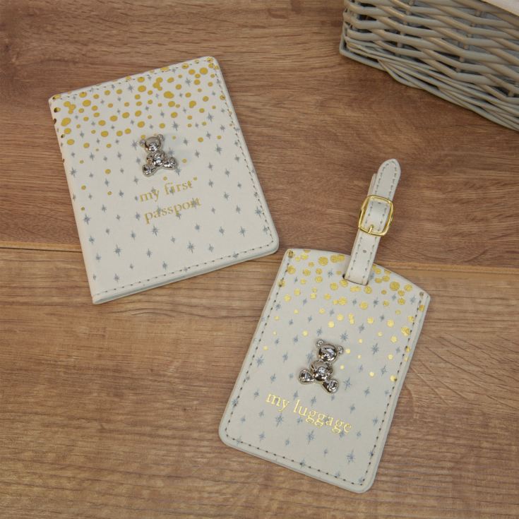 Bambino Gold & Glitter Passport & Luggage Tag with Teddy product image