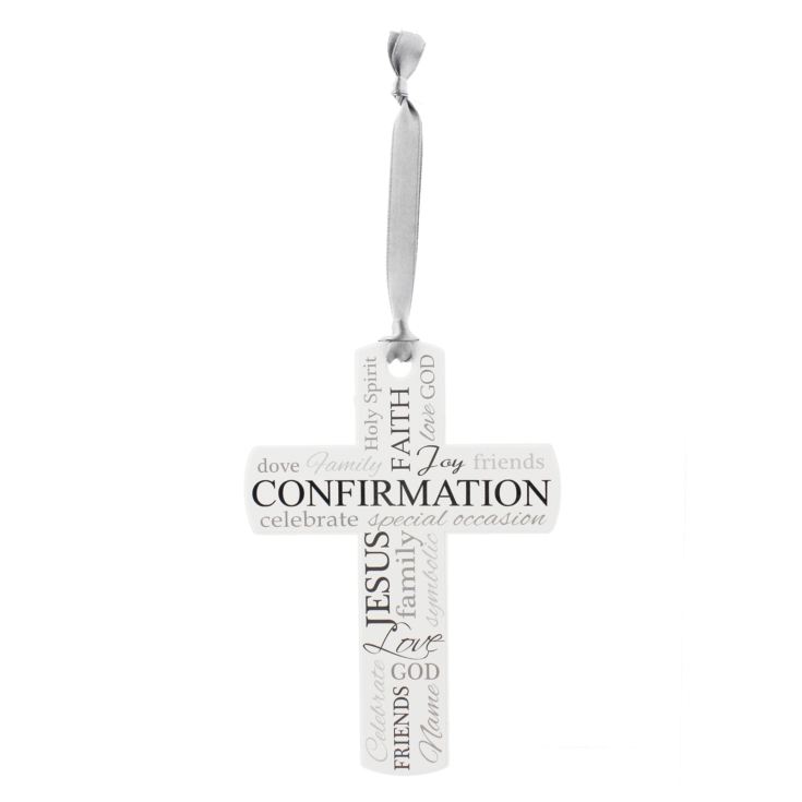 White Cross Plaque & Grey Ribbon - Confirmation product image