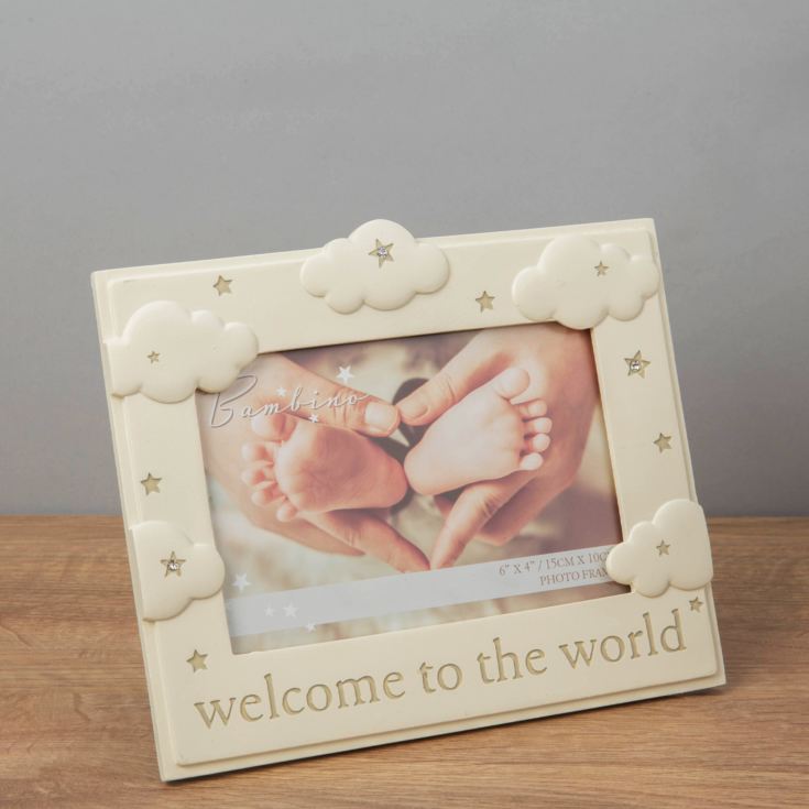 6" x 4" - Bambino Resin Frame Cloud Pattern - Welcome product image