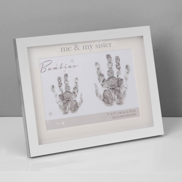 Bambino Silver Colour Hand Print Frame - Me & My Sister 7x5" product image
