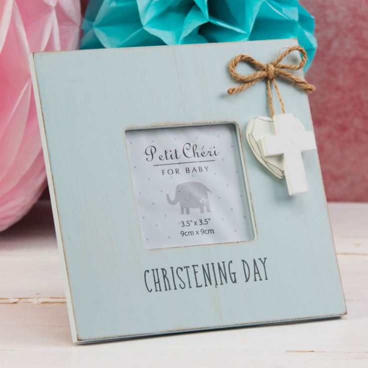 3.5" x 3.5" - Petit Cheri Blue Christening Frame product image