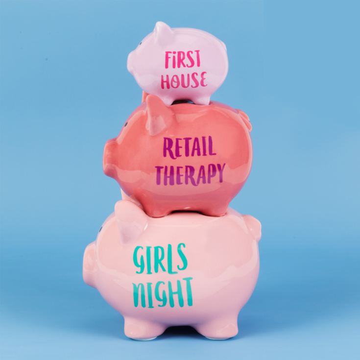'Pennies & Dreams' Triple Pig Money Bank - Girls Night Out product image