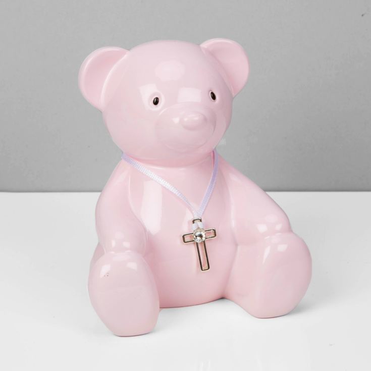 Bambino Pink Metal Teddy Bear Money Box product image