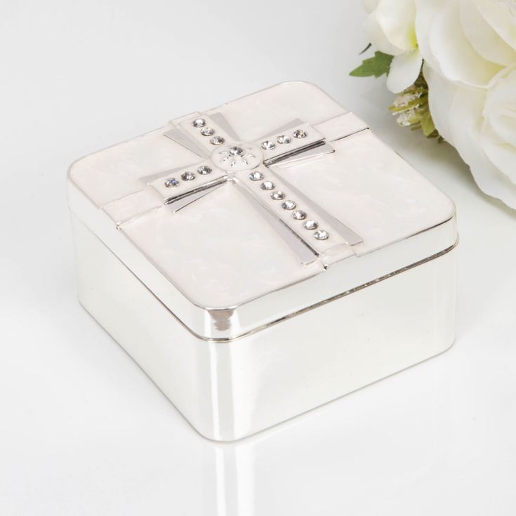 Silver Plated & Epoxy Cross Trinket Box product image