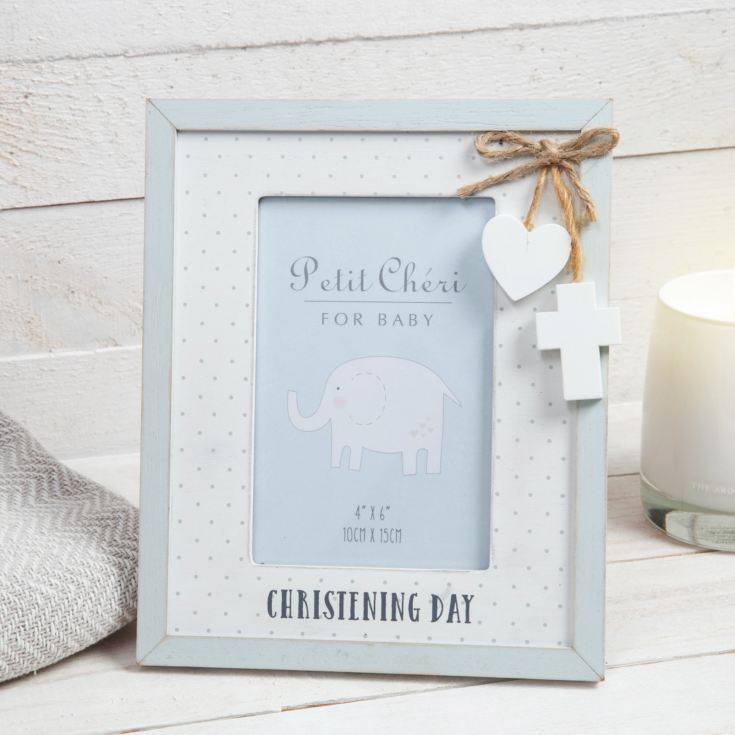 Petit Cheri Christening Photo Frame Blue 4" x 6" product image