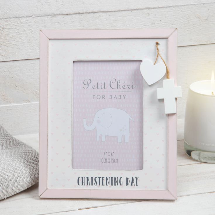 Petit Cheri Christening Photo Frame Pink 4" x 6" product image