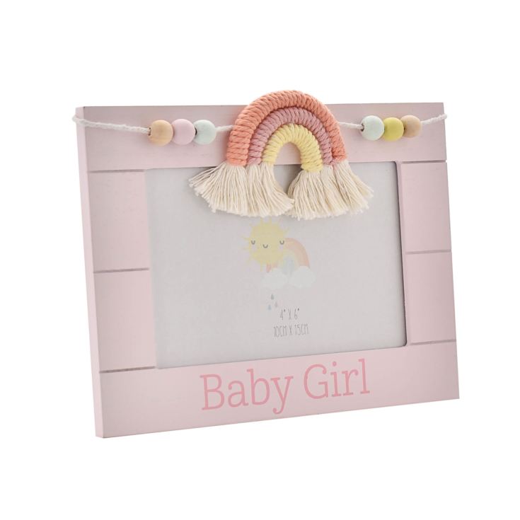 Petit Cheri WoodenPhoto Frame Macrame Rainbow Baby Girl 6x4" The Gift