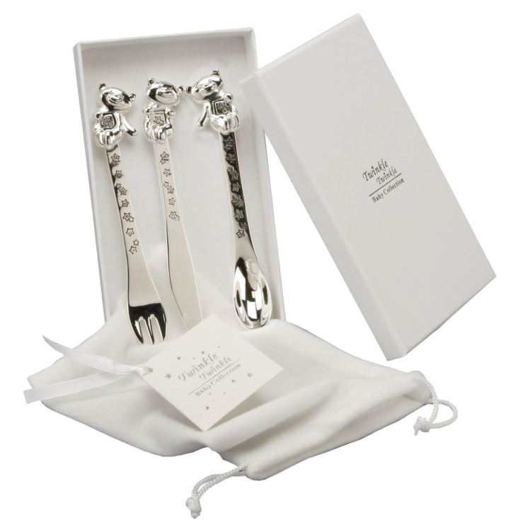 Twinkle Twinkle Silver-Plated Baby Cutlery Set product image