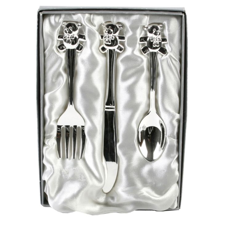 S/plated Knife, Fork & Spoon Set with Teddy Tops *(96/24) product image