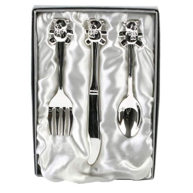 Silverplated Knife, Fork & Spoon Set with Teddy Tops *(96/24) product image