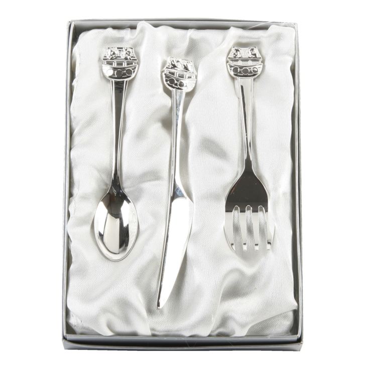 Silverplated Noah's Ark Knife, Fork + Spoon Set product image