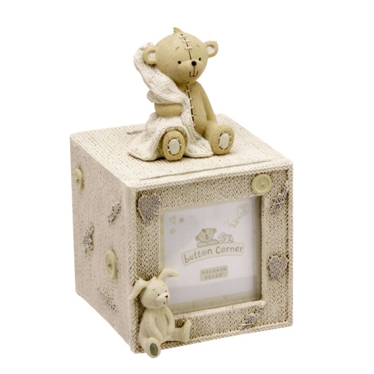 Button Corner Resin Cube Money Box with Photo product image