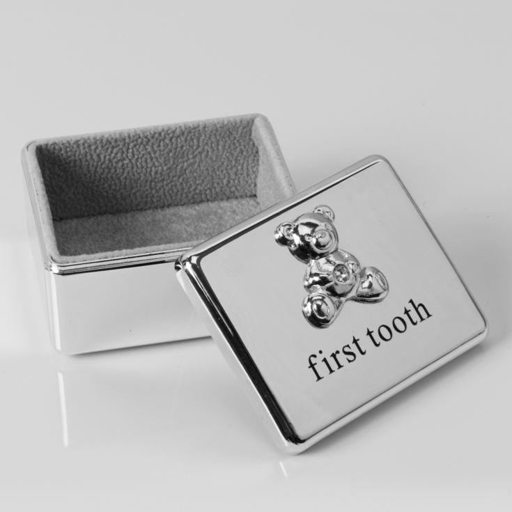 Bambino Silver Plated First Tooth Box with Teddy Icon product image