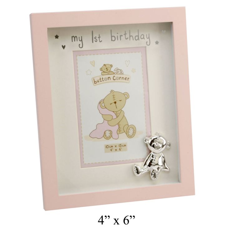 4" x 6" - Button Corner My 1st Birthday Photo Frame - Pink product image