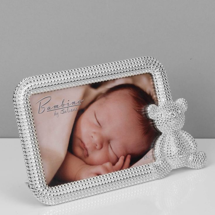 6" x 4" - Bambino Silver Plated Crystal Teddy Photo Frame product image