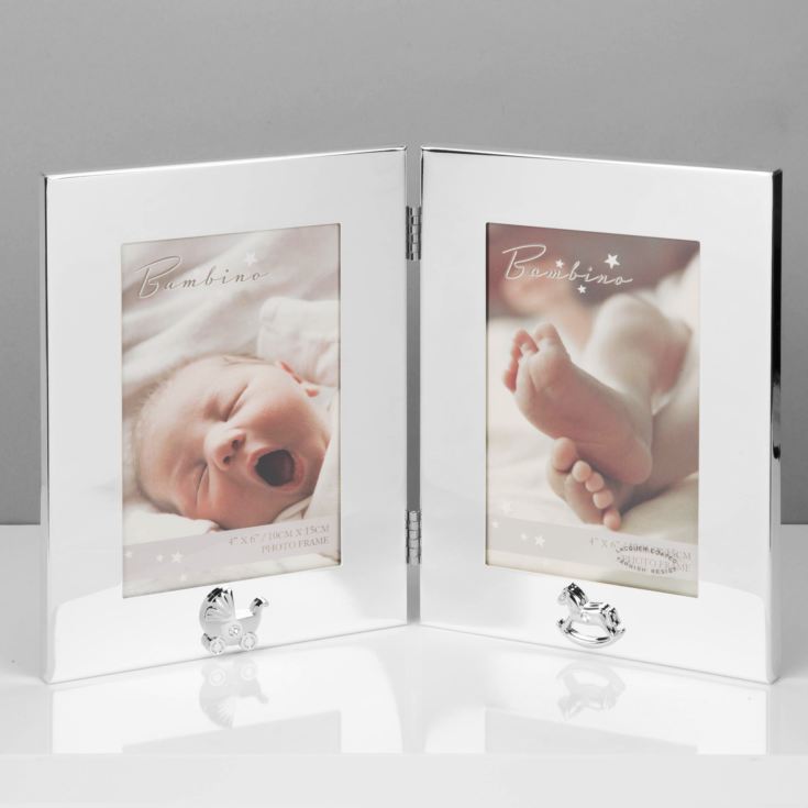 Bambino Silver Plated Double Photo Frame - 4" x 6" product image