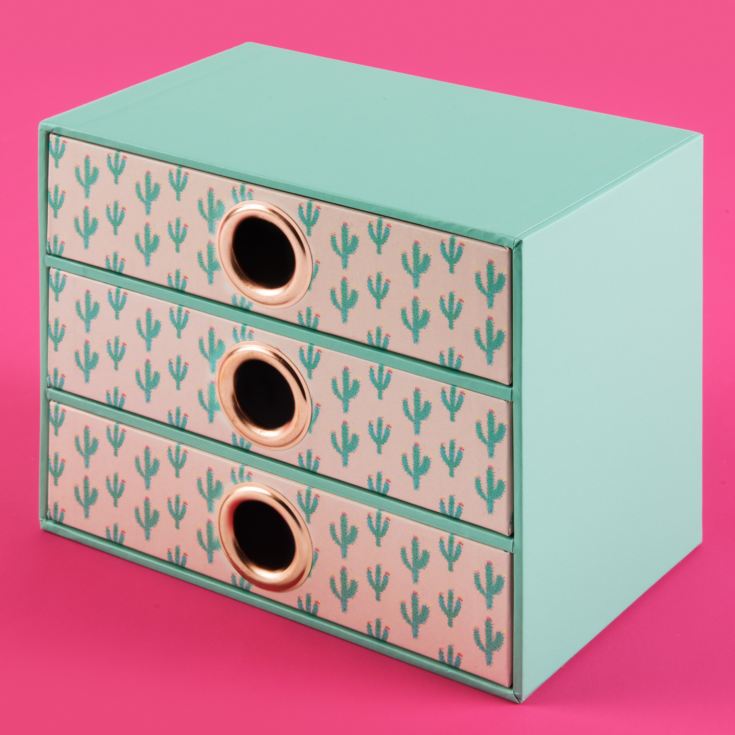 Bouffants & Broken Hearts Desk Cactus Print Storage Drawers product image