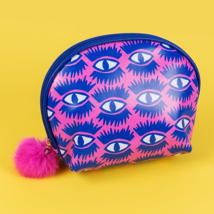 Blue Eyes Cosmetic Bag with Pom Pom Zipper product image